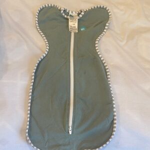 Love to Dream Teal Swaddle with Striped Trim